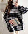 Classical Elf 大人リラックススタイル。ワンポイント刺繍モックネック長袖Tシャツ(無地・ボーダー) 商品サムネイル-28