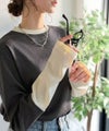 Classical Elf レイヤード見えで仕上げる、きれいめモード。指穴(サムホール)付き袖配色切り替えテレコリブニットプルオーバー(長袖) 商品サムネイル-4