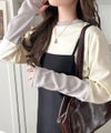 Classical Elf レイヤード見えで仕上げる、きれいめモード。指穴（サムホール）付き袖配色切り替えテレコリブニットプルオーバー（長袖） 商品サムネイル-10