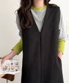 Classical Elf レイヤード見えで仕上げる、きれいめモード。指穴（サムホール）付き袖配色切り替えテレコリブニットプルオーバー（長袖） 商品サムネイル-21