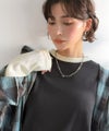 Classical Elf レイヤード見えで仕上げる、きれいめモード。指穴(サムホール)付き袖配色切り替えテレコリブニットプルオーバー(長袖) 商品サムネイル-24