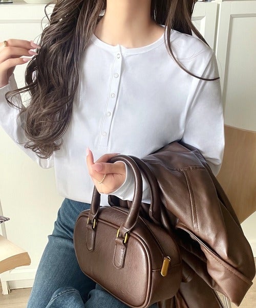 Classical Elf シンプルだからこそ、こだわりたい。シルケット加工ドット釦ヘンリーTシャツ（長袖） 商品画像-2