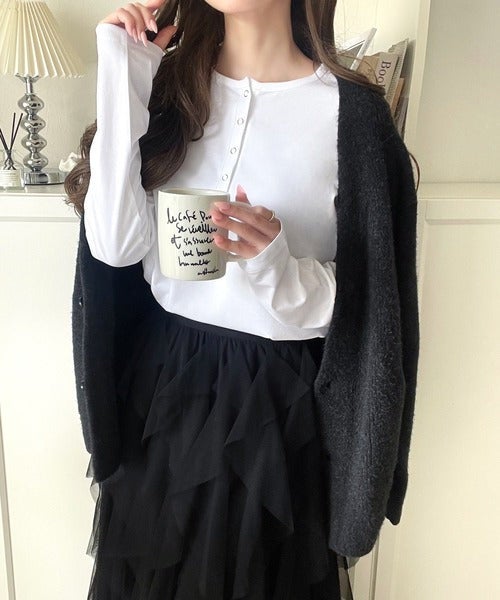 Classical Elf シンプルだからこそ、こだわりたい。シルケット加工ドット釦ヘンリーTシャツ(長袖) 商品画像-9