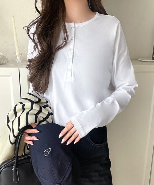 Classical Elf シンプルだからこそ、こだわりたい。シルケット加工ドット釦ヘンリーTシャツ（長袖） 商品画像-10