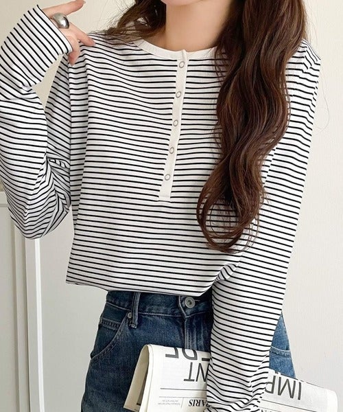 Classical Elf シンプルだからこそ、こだわりたい。シルケット加工ドット釦ヘンリーTシャツ(長袖) 商品画像-13
