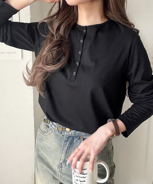 Classical Elf シンプルだからこそ、こだわりたい。シルケット加工ドット釦ヘンリーTシャツ(長袖) 商品画像-22
