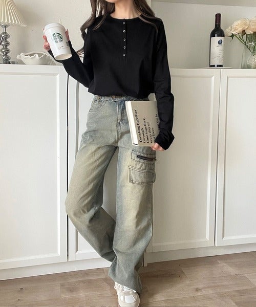 Classical Elf シンプルだからこそ、こだわりたい。シルケット加工ドット釦ヘンリーTシャツ(長袖) 商品画像-26