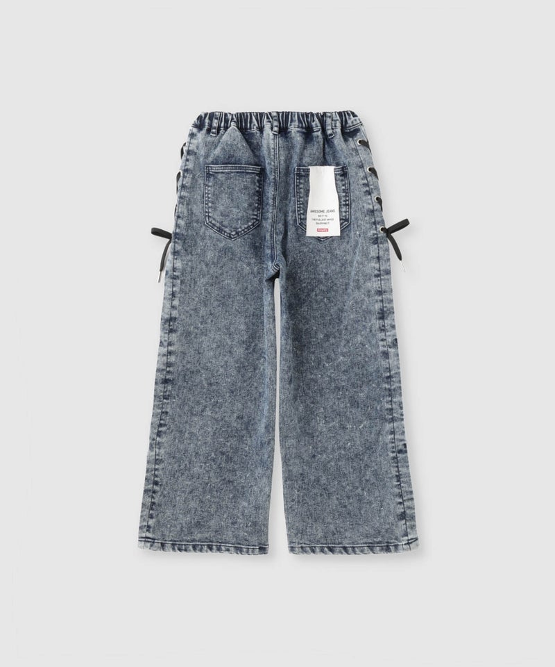 Simplify サイドレースアップ デニムワイドパンツ キッズ商品画像-3