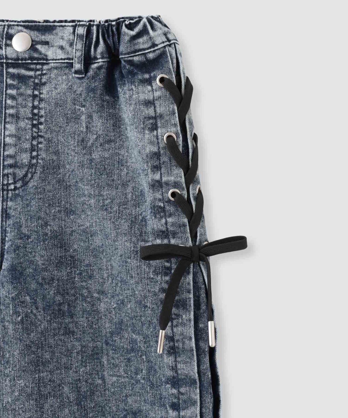 Simplify サイドレースアップ デニムワイドパンツ キッズ