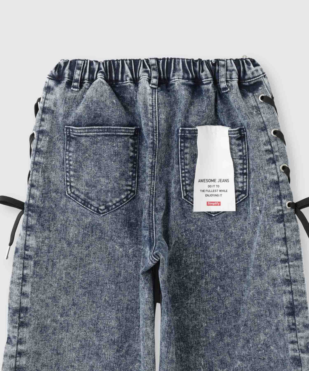 Simplify サイドレースアップ デニムワイドパンツ キッズ
