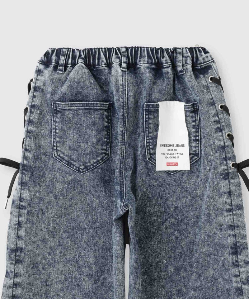 Simplify  サイドレースアップ デニムワイドパンツ キッズ商品画像-7