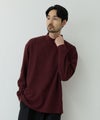 NAVY MAC HEAT あったか滑らかニットフリースTシャツ 長袖モックネック メンズ商品サムネイル-1