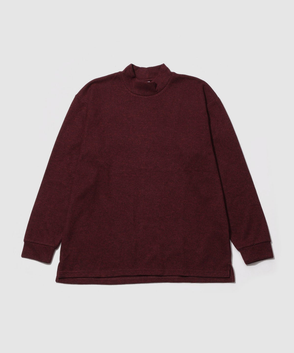 NAVY MAC HEAT あったか滑らかニットフリースTシャツ 長袖モックネック メンズ