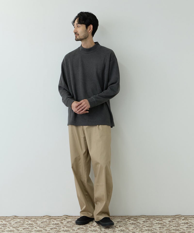 NAVY MAC HEAT あったか滑らかニットフリースTシャツ 長袖モックネック メンズ商品画像-15