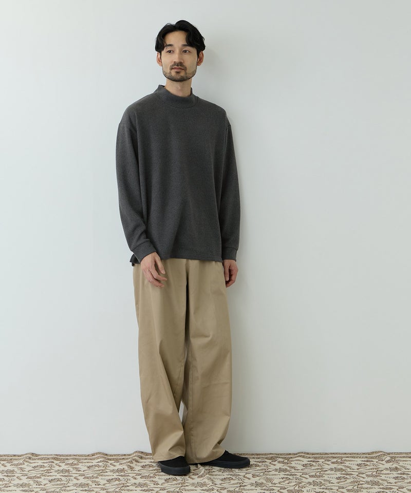 NAVY MAC HEAT あったか滑らかニットフリースTシャツ 長袖モックネック メンズ商品画像-16