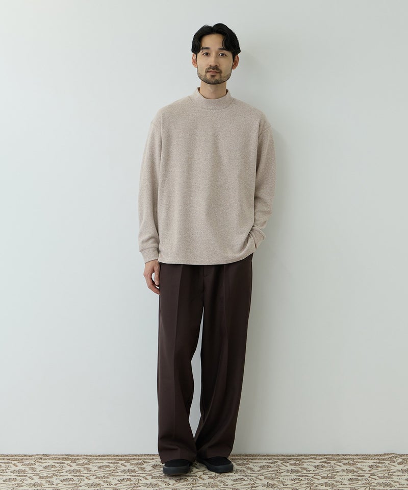NAVY MAC HEAT あったか滑らかニットフリースTシャツ 長袖モックネック メンズ商品画像-19