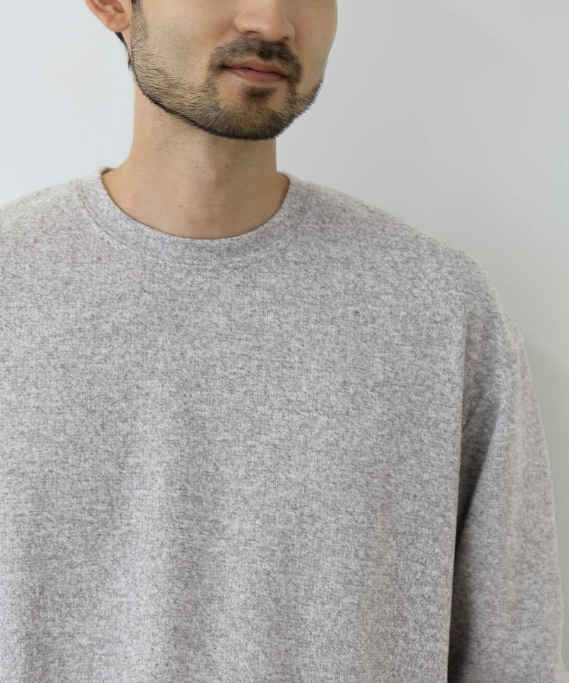 NAVY  MAC HEAT あったか滑らかニットフリースTシャツ 長袖クルーネック メンズ商品画像-2