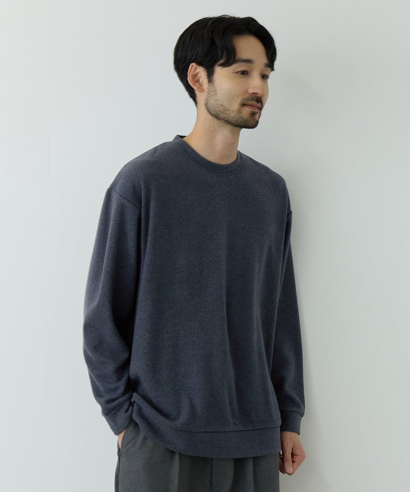 NAVY MAC HEAT あったか滑らかニットフリースTシャツ 長袖クルーネック メンズ商品画像-3