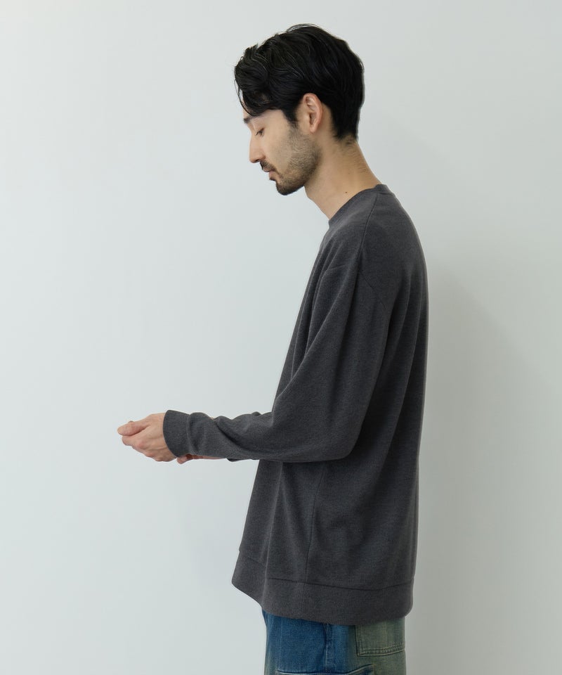 NAVY  MAC HEAT あったか滑らかニットフリースTシャツ 長袖クルーネック メンズ商品画像-6