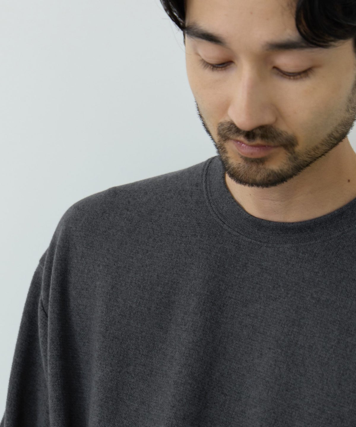 NAVY MAC HEAT あったか滑らかニットフリースTシャツ 長袖クルーネック メンズ