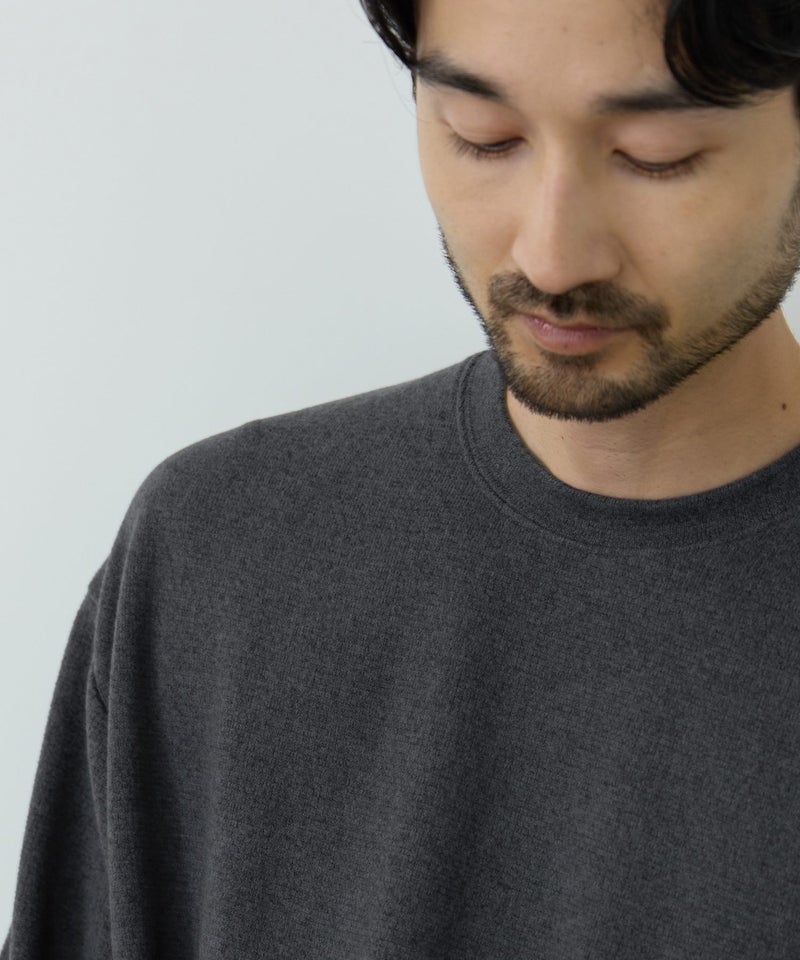 NAVY  MAC HEAT あったか滑らかニットフリースTシャツ 長袖クルーネック メンズ商品画像-8