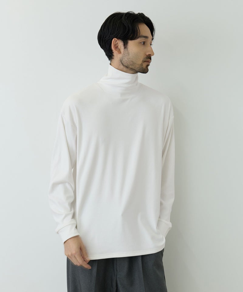 NAVY MAC HEAT あったか滑らかニットフリースTシャツ 長袖タートルネック メンズ商品画像-1
