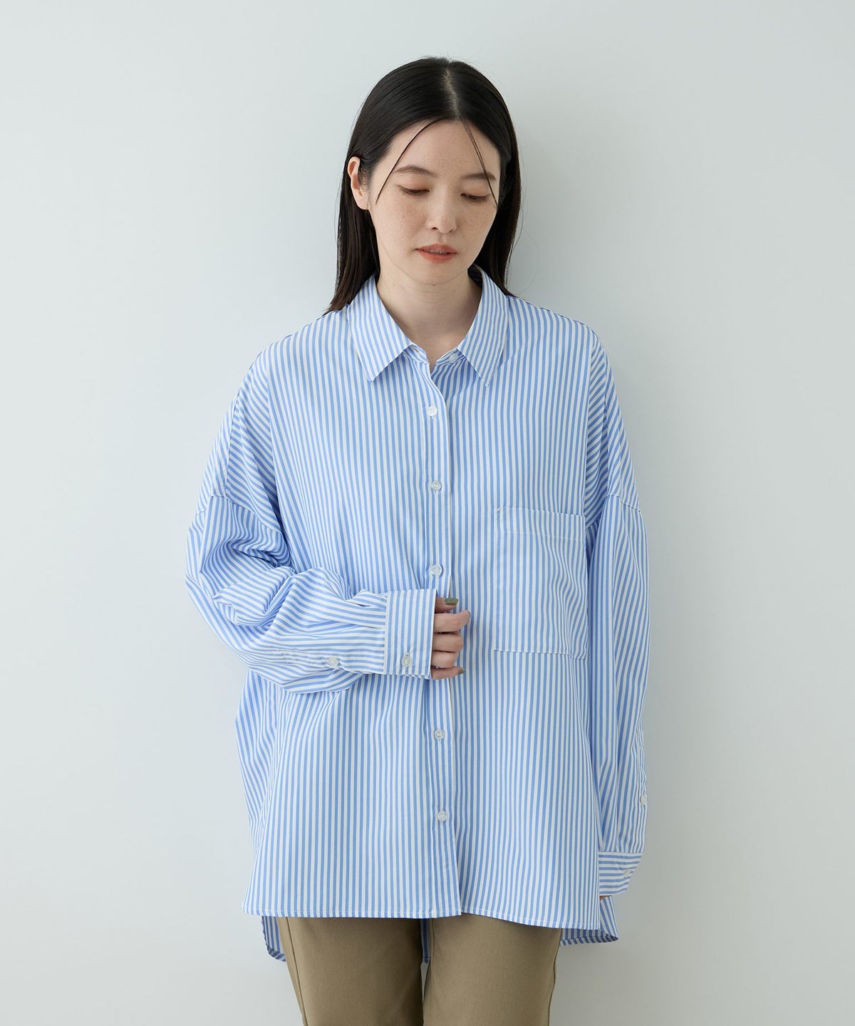 Free Nature オーバーサイズカラーシャツ レディース