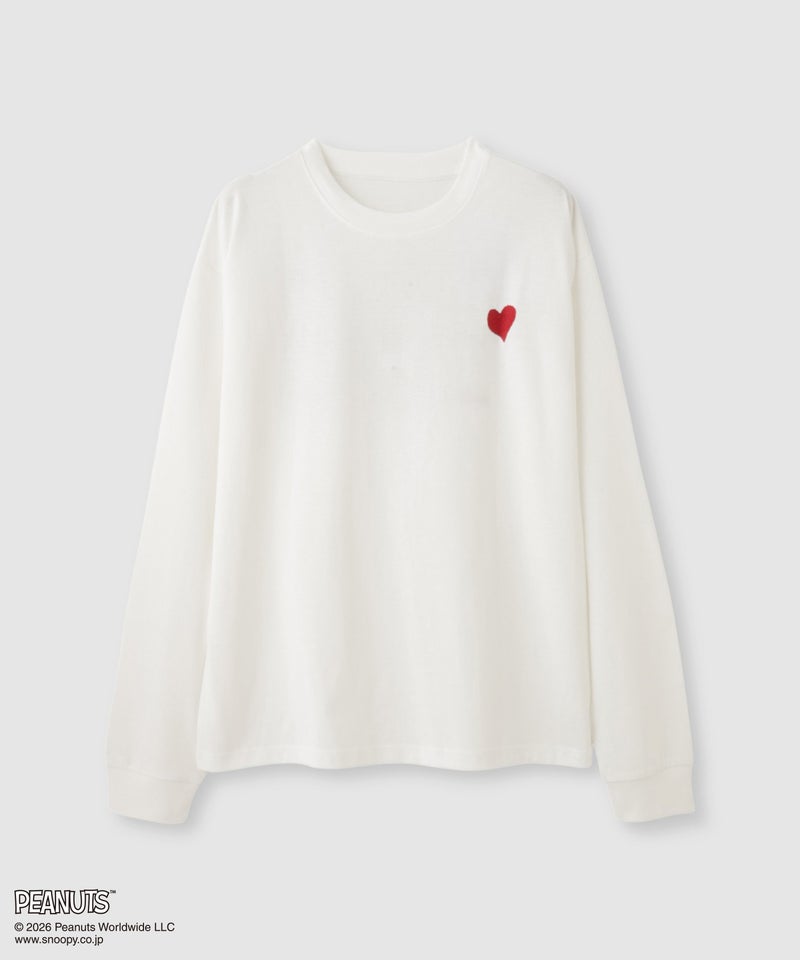 PEANUTS SNOOPY キャラクター刺しゅうバックプリント長袖Tシャツ レディース メール便 対応商品商品画像-3