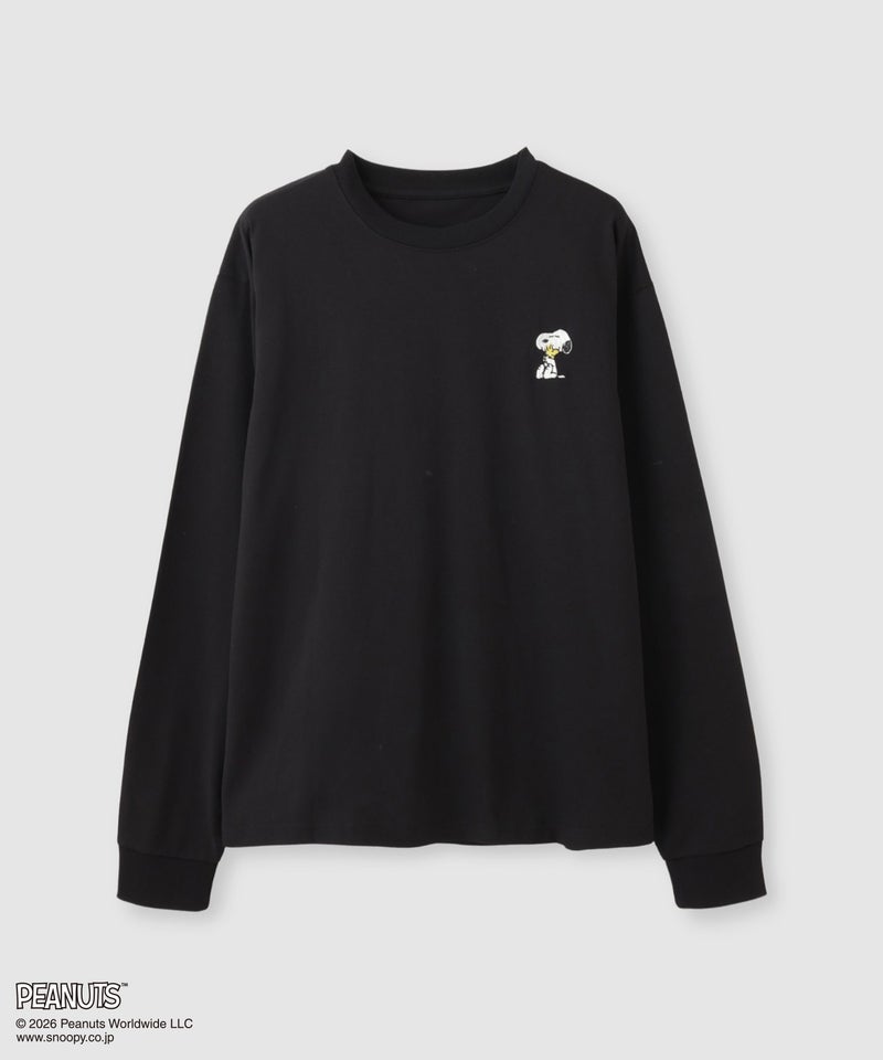 PEANUTS SNOOPY キャラクター刺しゅうバックプリント長袖Tシャツ レディース メール便 対応商品商品画像-4