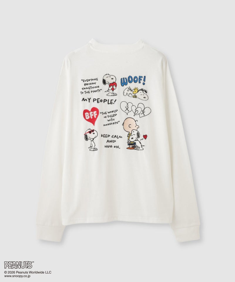 PEANUTS SNOOPY キャラクター刺しゅうバックプリント長袖Tシャツ レディース メール便 対応商品商品画像-1