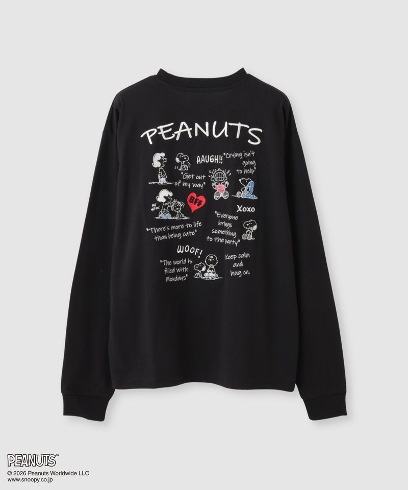 PEANUTS SNOOPY キャラクター刺しゅうバックプリント長袖Tシャツ レディース メール便 対応商品商品画像-2