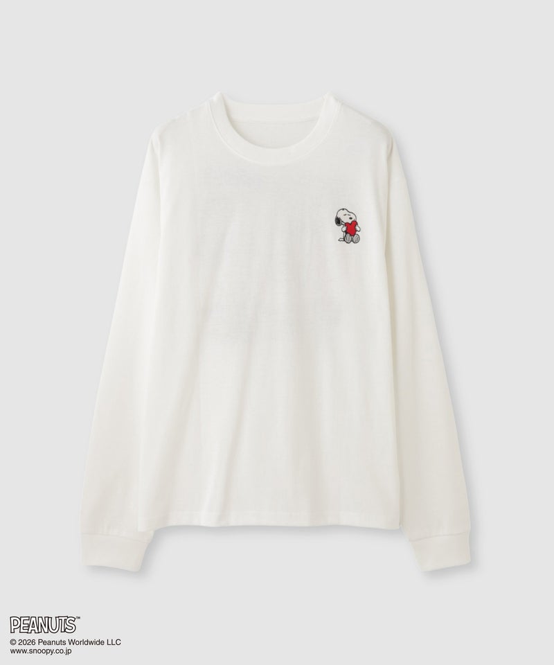 PEANUTS SNOOPY キャラクター刺しゅうバックプリント長袖Tシャツ レディース メール便 対応商品商品画像-3