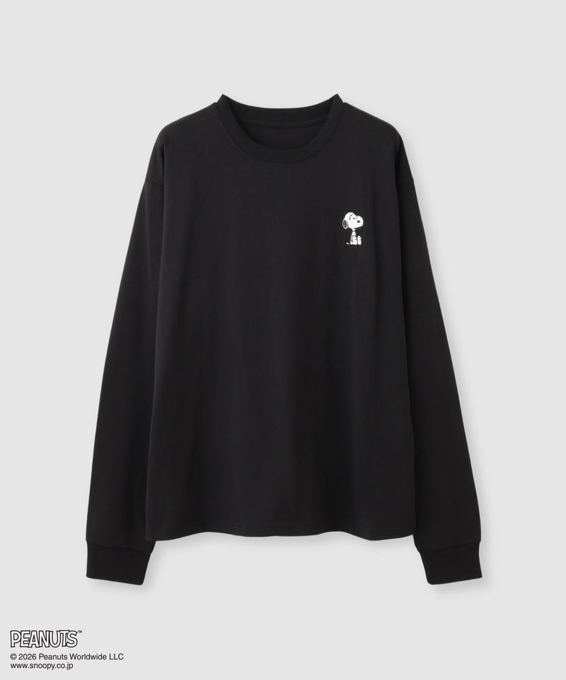 PEANUTS SNOOPY キャラクター刺しゅうバックプリント長袖Tシャツ レディース メール便 対応商品商品画像-4