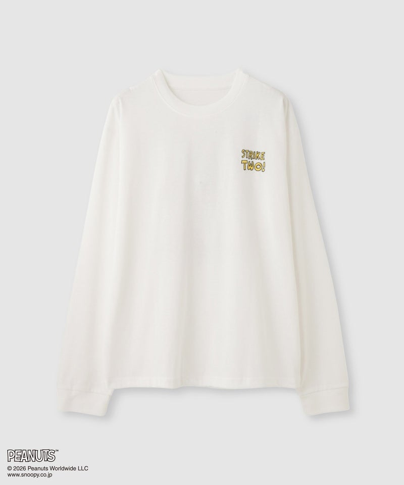 PEANUTS SNOOPY キャラクター刺しゅうバックプリント長袖Tシャツ レディース メール便 対応商品商品画像-4