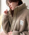 Classical Elf レトロ感漂う、暖かもこもこアウター。異素材切替えダブルジップボアブルゾン商品サムネイル-3