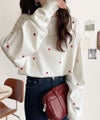 Classical Elf 《JaVaジャバコラボ》“可愛い”がさりげなく溶け込む。袖ネーム付きミニハート総刺繍Tシャツ(長袖)商品サムネイル-1
