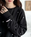 Classical Elf 《JaVaジャバコラボ》“可愛い”がさりげなく溶け込む。袖ネーム付きミニハート総刺繍Tシャツ(長袖)商品サムネイル-3