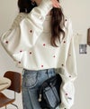 Classical Elf 《JaVaジャバコラボ》“可愛い”がさりげなく溶け込む。袖ネーム付きミニハート総刺繍Tシャツ(長袖)商品サムネイル-5