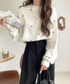 Classical Elf 《JaVaジャバコラボ》“可愛い”がさりげなく溶け込む。袖ネーム付きミニハート総刺繍Tシャツ(長袖)商品サムネイル-6