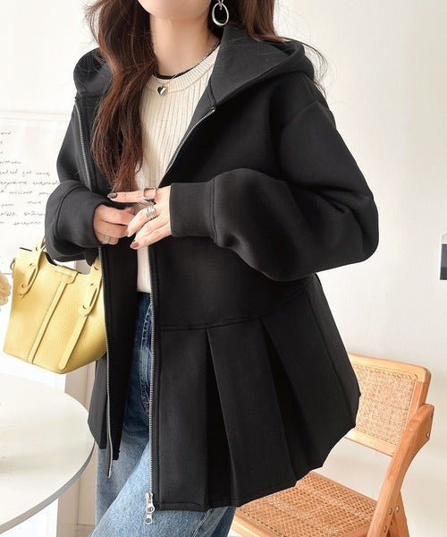 Classical Elf 主役級！今日の可愛いを格上げ！ ダブルジップペプラムマシュマロダンボールパーカー商品画像-5