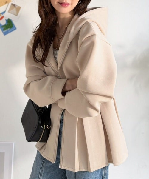 Classical Elf 主役級！今日の可愛いを格上げ！ ダブルジップペプラムマシュマロダンボールパーカー商品画像-25