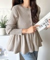 Classical Elf メリハリシルエットで即きれい見え◎リブフリルペプラムカーデトップス(長袖)商品サムネイル-4