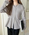 Classical Elf メリハリシルエットで即きれい見え◎リブフリルペプラムカーデトップス(長袖)商品サムネイル-21