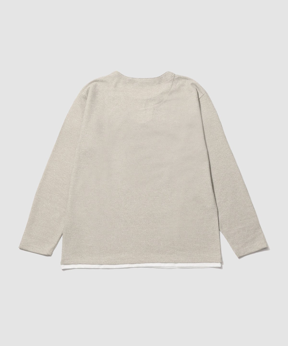 Real Standard メランジ変形ワッフルキーネック フェイクレイヤード長袖Tシャツ メンズ