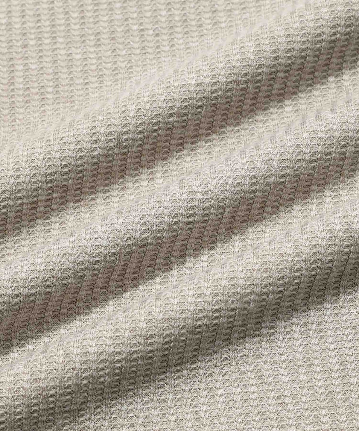 Real Standard メランジ変形ワッフルキーネック フェイクレイヤード長袖Tシャツ メンズ