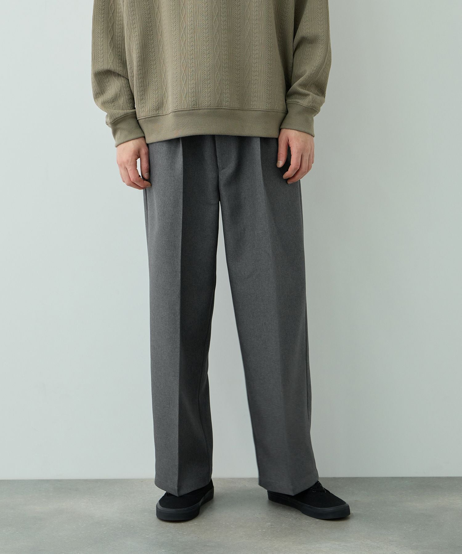 URBAN COLLECTION ポリエステルツイル ワイドストレートスラックス メンズ