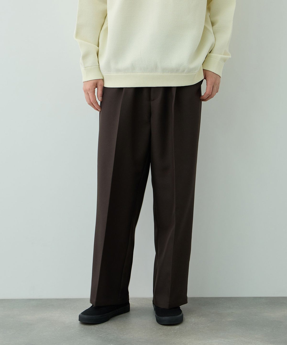 URBAN COLLECTION ポリエステルツイル ワイドストレートスラックス メンズ