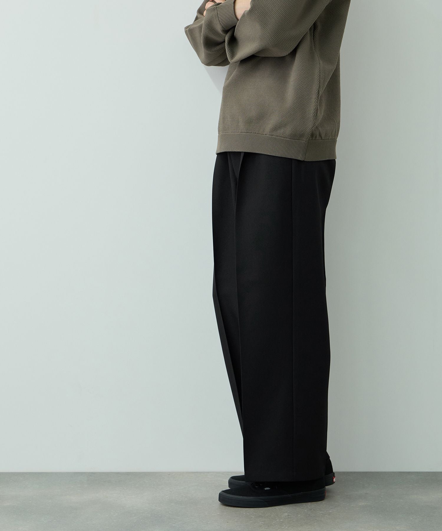 URBAN COLLECTION ポリエステルツイル ワイドストレートスラックス メンズ