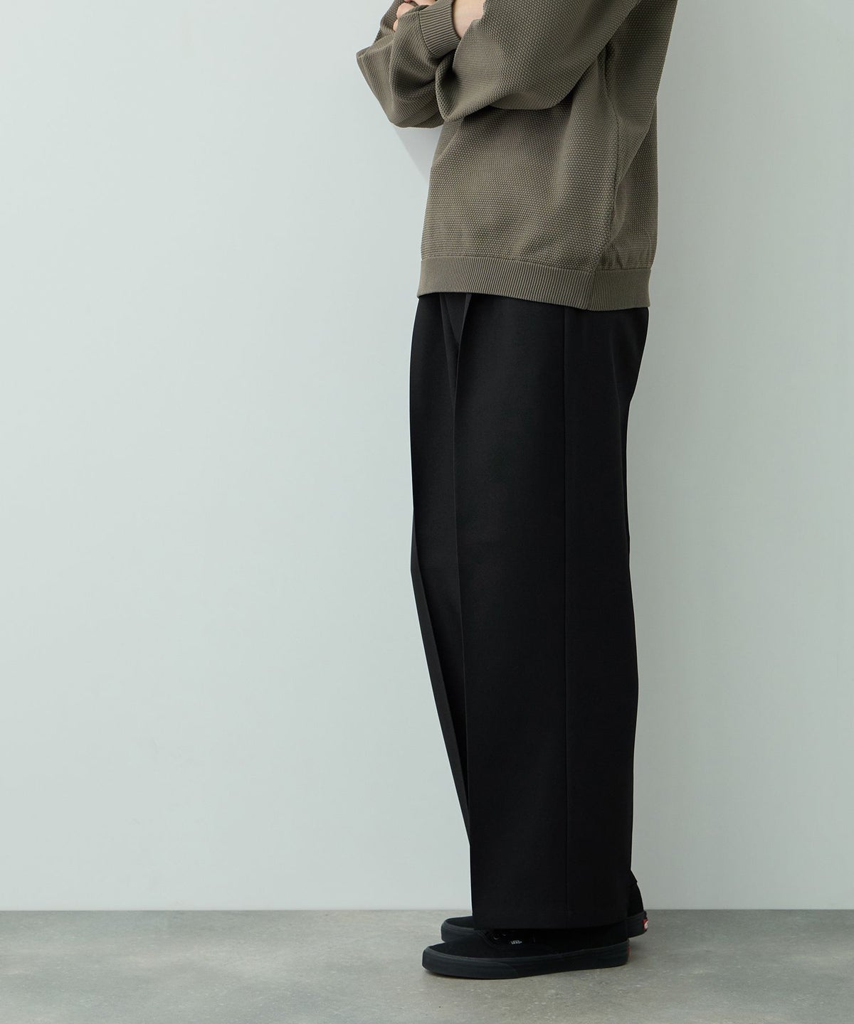URBAN COLLECTION ポリエステルツイル ワイドストレートスラックス メンズ