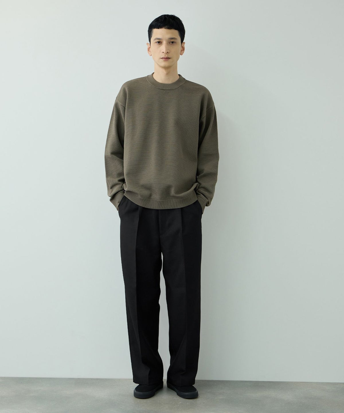 URBAN COLLECTION ポリエステルツイル ワイドストレートスラックス メンズ